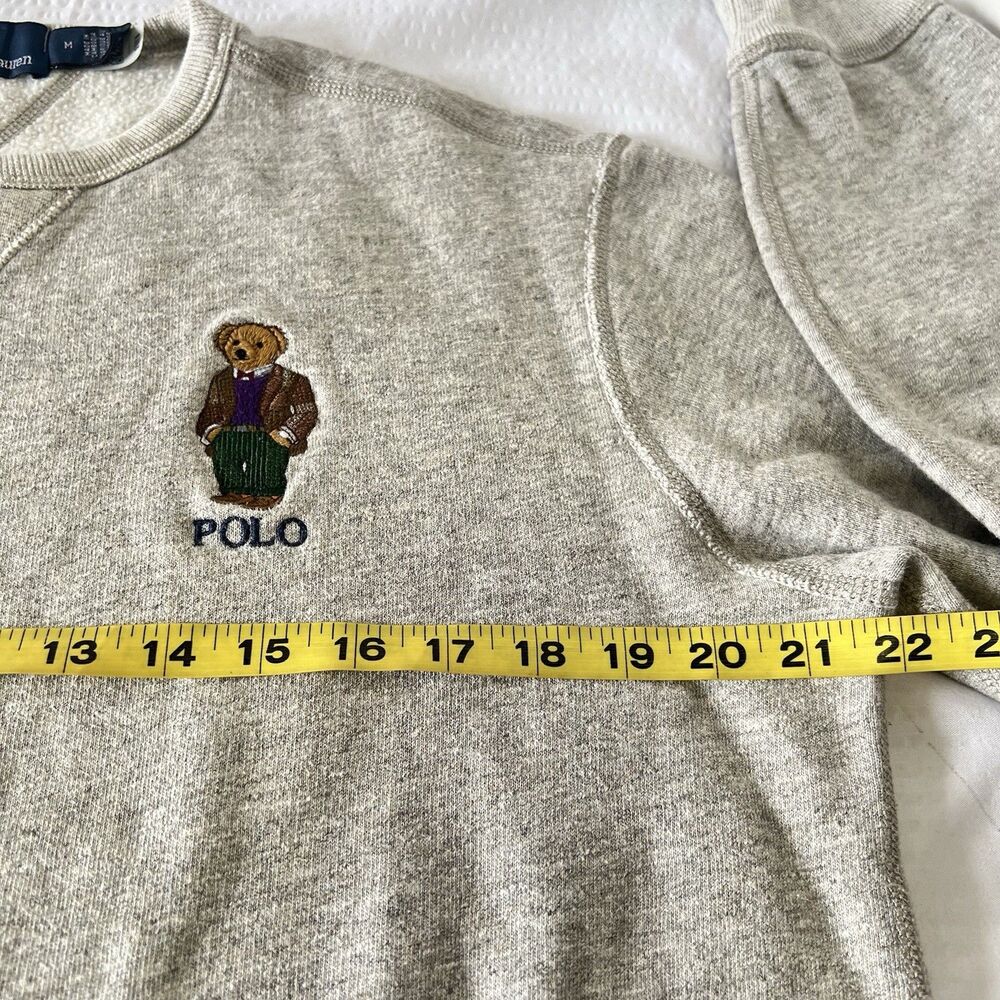$198 Polo Ralph Lauren Polo Bear Crewneck Sweatshirt Heather Gray Size Medium - Picture 5 of 8